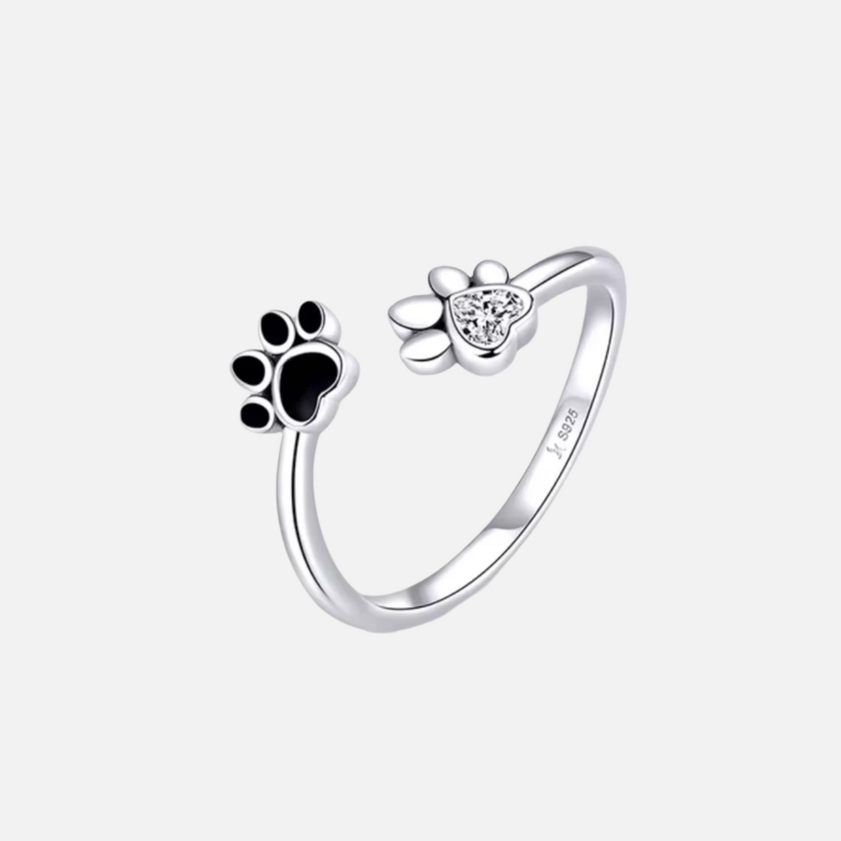 Bague Patte en Argent Sterling 925 – Ajustable avec Zirconium et Émail