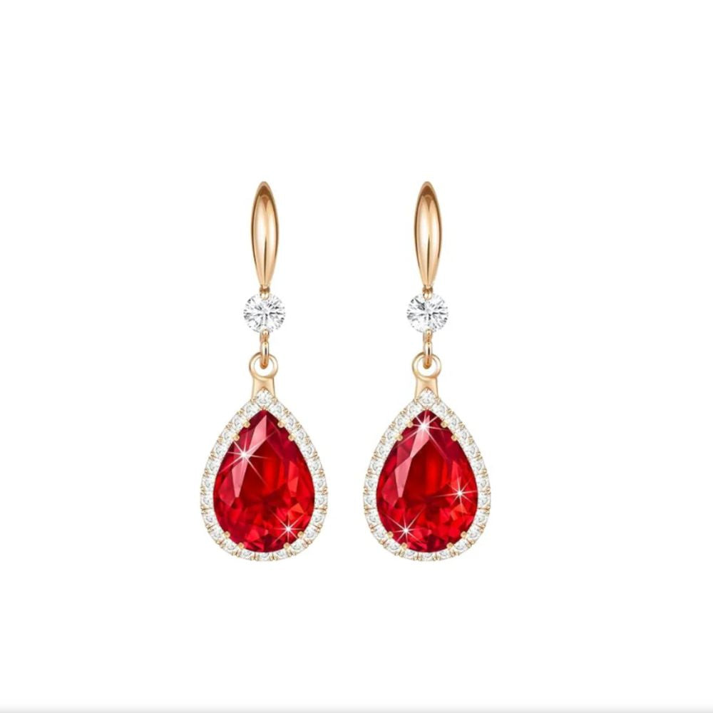 Boucles d'oreilles en forme de goutte de ruby